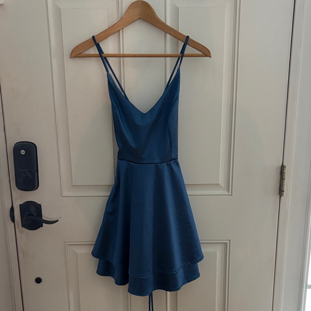 Satin blue dress